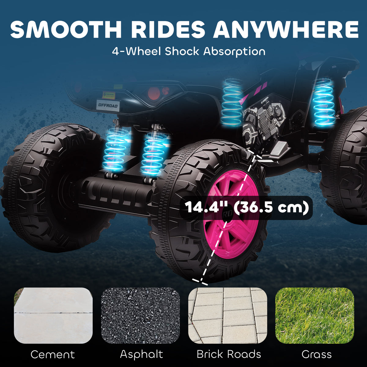 Qaba 2-Seater All-Terrain 4 Wheeler, 24V Kids ATV Ride-On, Electric Quad Car with Dual Motor, for Boys and Girls