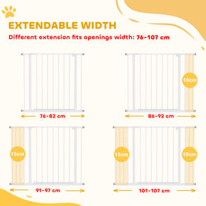Pressure Fit Dog Gate Pet Barrier for stairs doorway, 29.9''- 42.1'' Width White – view 3