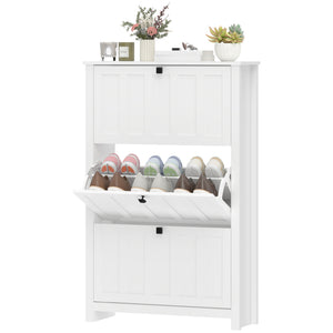 Slim Shoe Cabinet with 3 Flip Drawers, Shoe Storage Cabinet with Adjustable Shelves for Entryway – view 8
