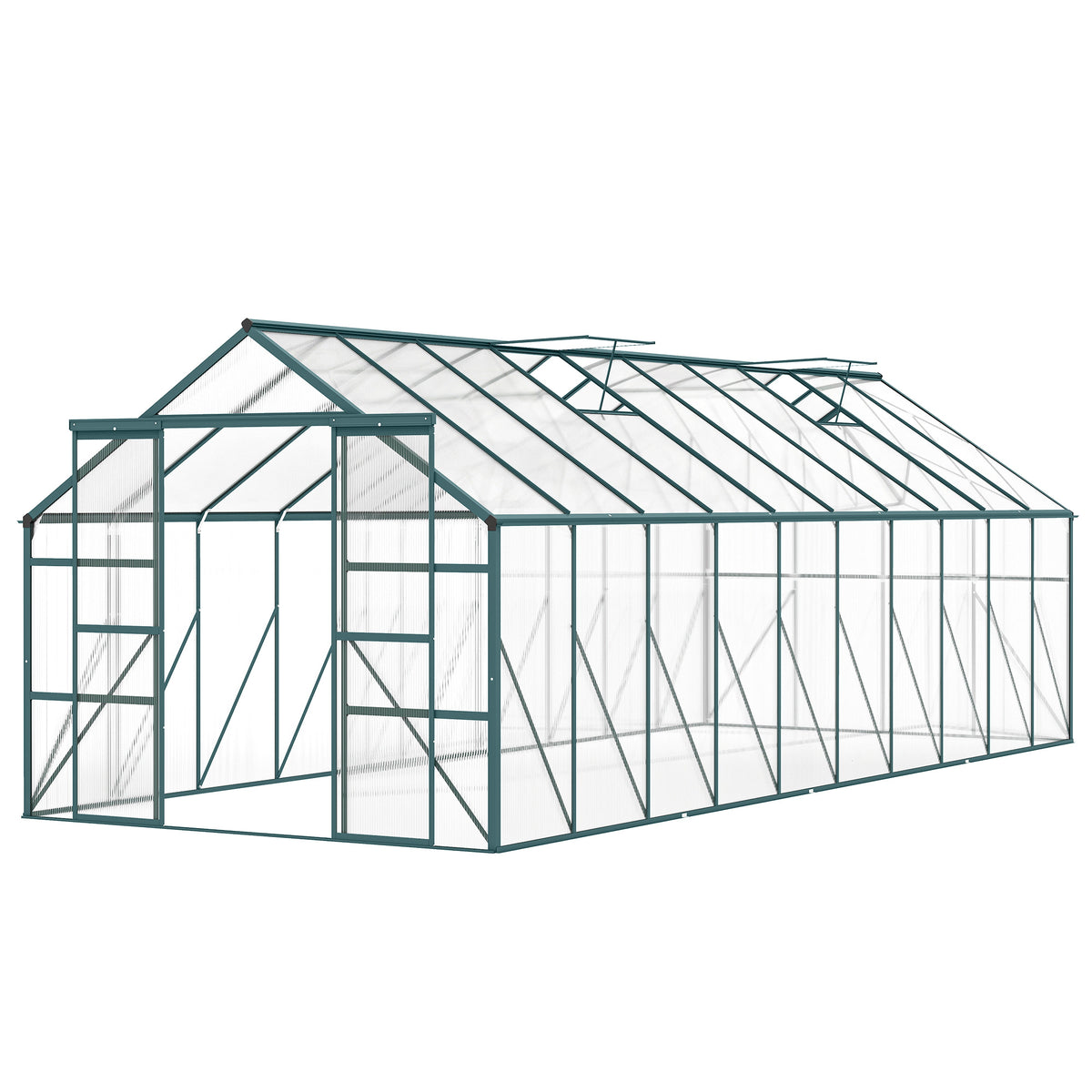 16' x 8' Aluminum Polycarbonate Greenhouse Walk-in Garden Greenhouse Kit with Adjustable Roof Vent – view 3