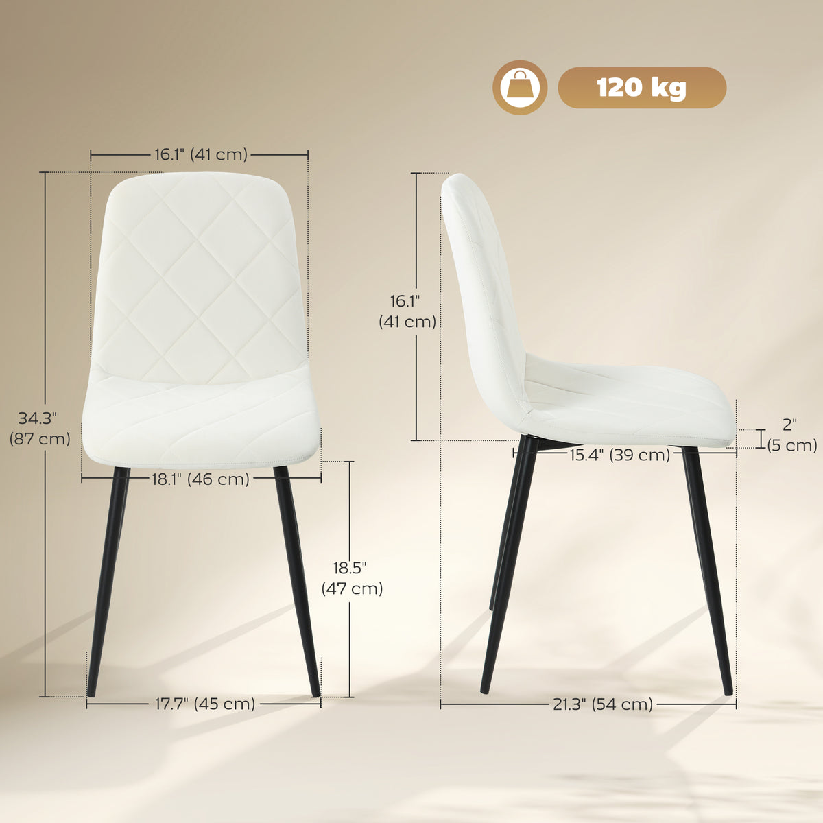 Dining Chairs Set of 4, Upholstered Dining Room Chairs with Steel Legs – view 9