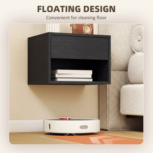 Floating Nightstand Set of 2, Wall Mounted Bedside Table with Drawer for Bedroom Black – view 4