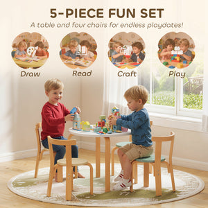 Qaba Wooden Kids Table and Chairs Set, Toddler Table and Chairs Set for 3-8 Years