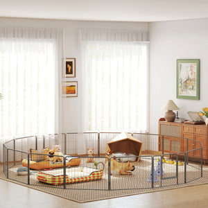 Heavy Duty Dog Playpen, 16 Panels Pet Playpen Dog Fence, Portable Puppy Exercise Pen, with 2 Doors Locking Latch, Outdoor or Indoor Use 23.5" Height