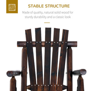 Wooden Outdoor Rocking Chair, Oversized Adirondack Patio Rocker with High Back and Slatted Seat, Carbonized – view 12