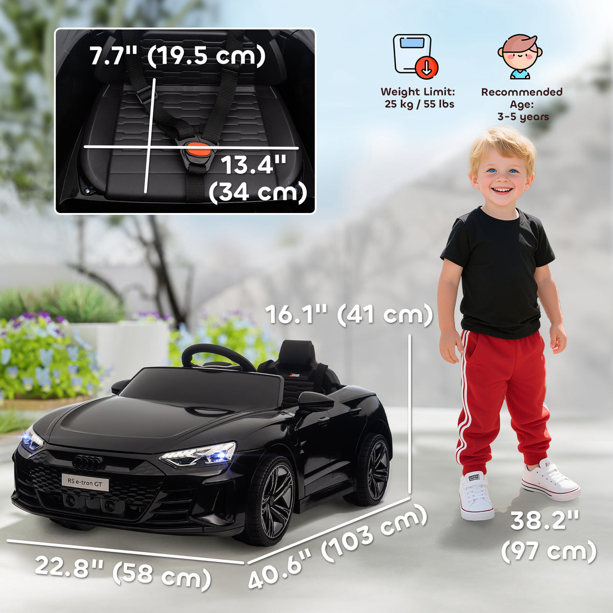 Ride-On Toy On Car with Remote Control, 12V 3.1 MPH Electric Ride for Kids w/ Suspension System – view 8