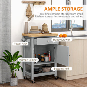 Kitchen Cart on Wheels, Rolling Kitchen Island Cart with Wood Top, Towel Rack – view 3