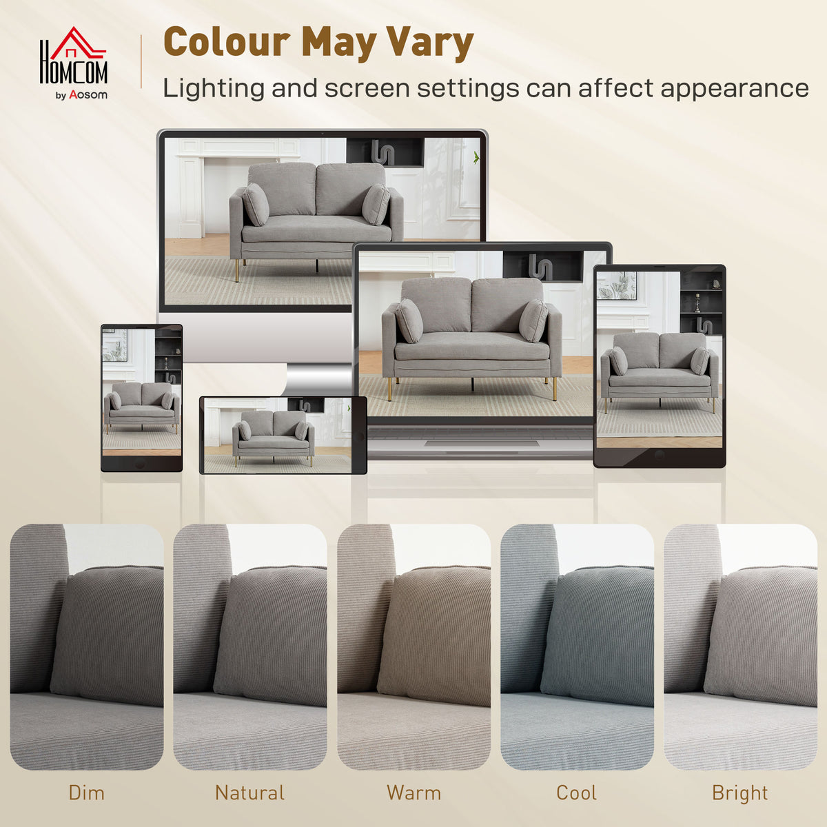 Loveseat Sofa, 55" Small Sofa Couch with 2 Pillows, Metal Legs for Living Room, Bedroom, Apartment – view 12