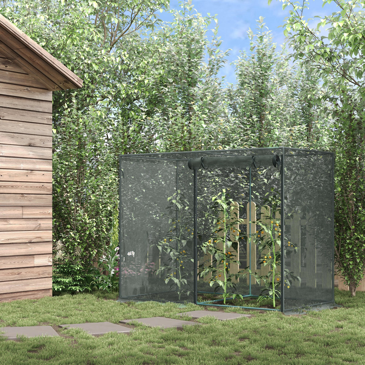 6.5 x 3.3ft Crop Cage, Garden Plant Protector with Single Zippered Door, Storage Bag and Ground Stakes – view 6