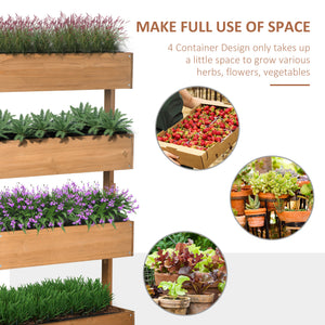 4-Tier Raised Garden Bed, 31.5" x 18" x 56" Vertical Elevated Planter Rack with Non-woven Fabric, Wooden Raised Planter Boxes for Indoor and Outdoor
