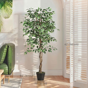 5.3 FT Artificial Tree, Indoor Fake Ficus with Pot, for Home Office Living Room Decor