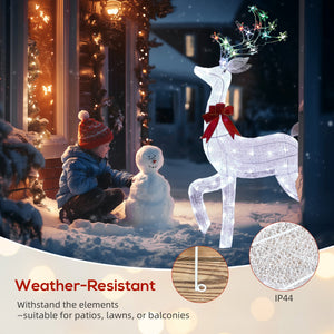 4.3FT Lighted Christmas Reindeer, Christmas Decor with RGB and Warm White LEDs, Stakes and Zip Ties, IP44 Waterproof