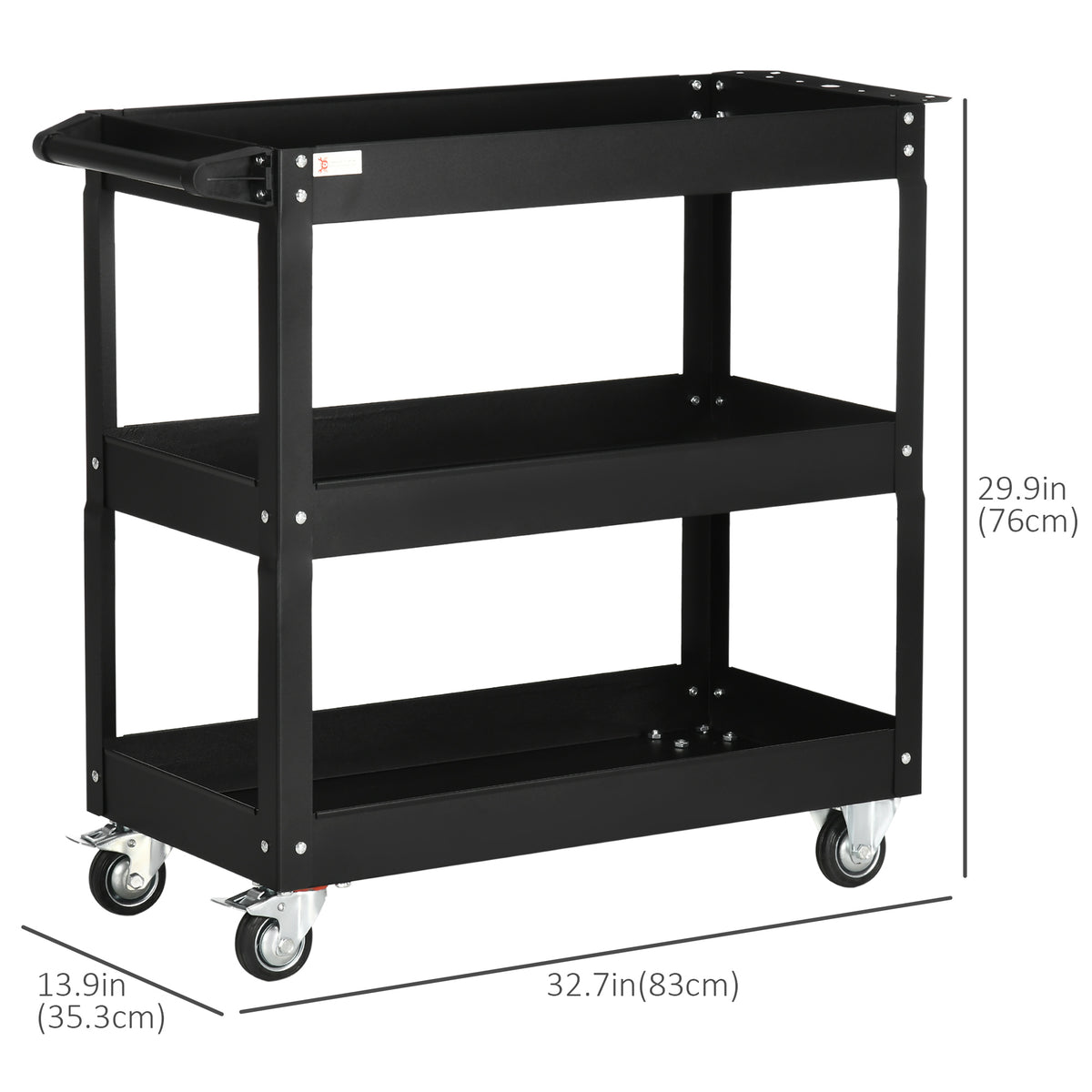 3 Tier Rolling Tool Cart with Wheels, 330 LBS Capacity Heavy Duty Utility Cart – view 2
