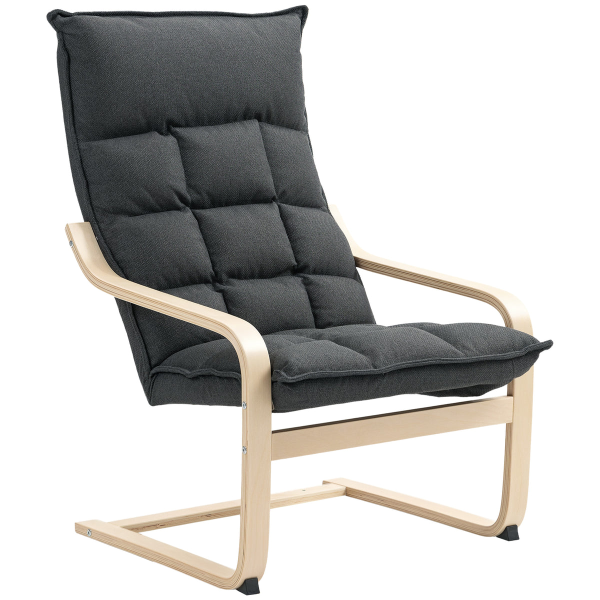 Modern Armchair, Upholstered Accent Chair with Curved Leg and Arm, Leisure Lounge Chair for Living Room