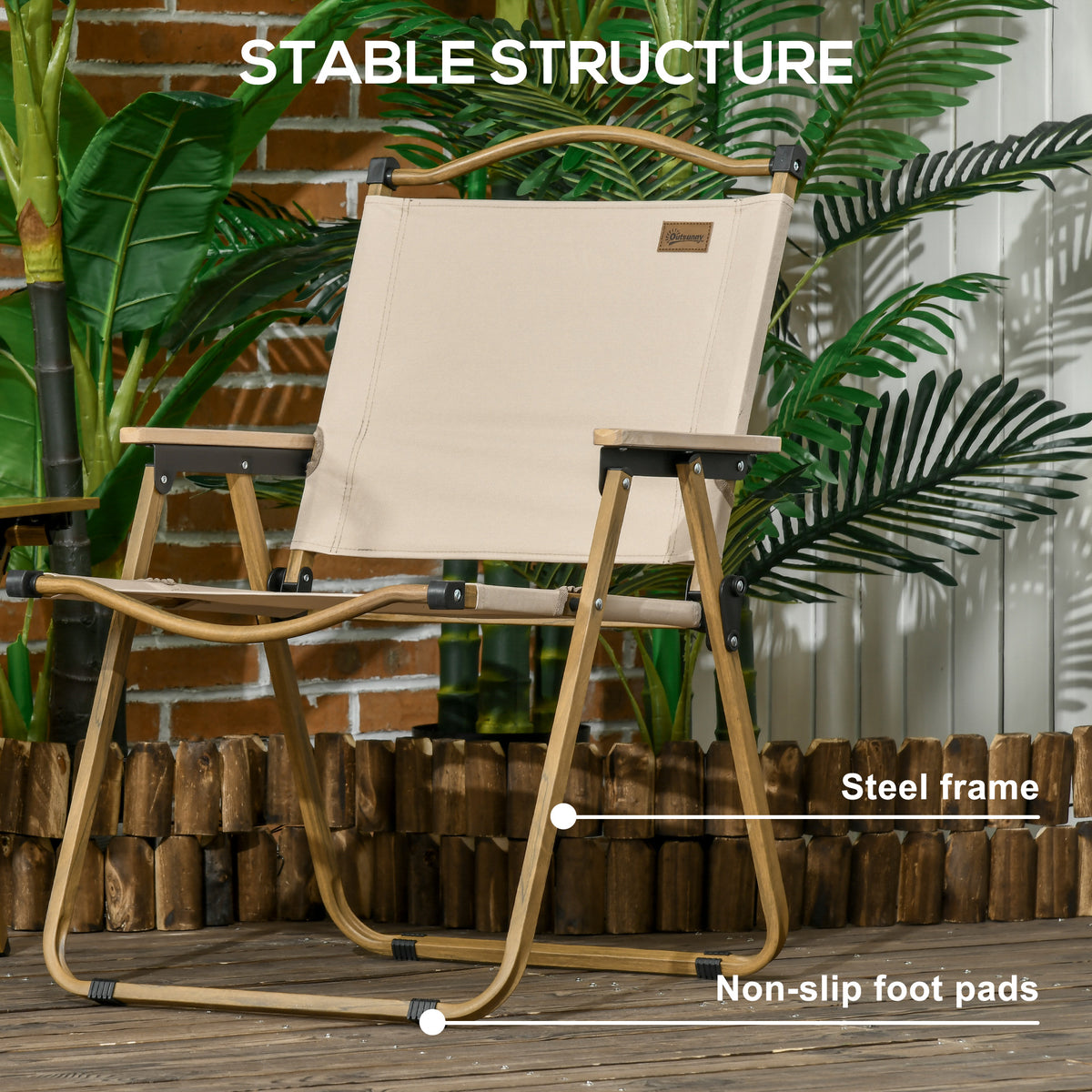 Camping Chair, Lightweight Folding Chair, Portable Armchair, Excellent for Festivals, Fishing, Khaki – view 6