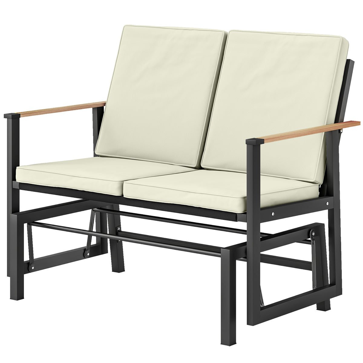 Outdoor Glider Bench for 2 Person, Patio Glider Loveseat with Thick Cushions for Garden Balcony Porch – view 8