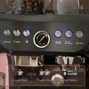 Espresso Machine, 15 Bar Barista Coffee Maker with Milk Frother, Fast Heating, Grinder for Espresso, Latte, Cappuccino