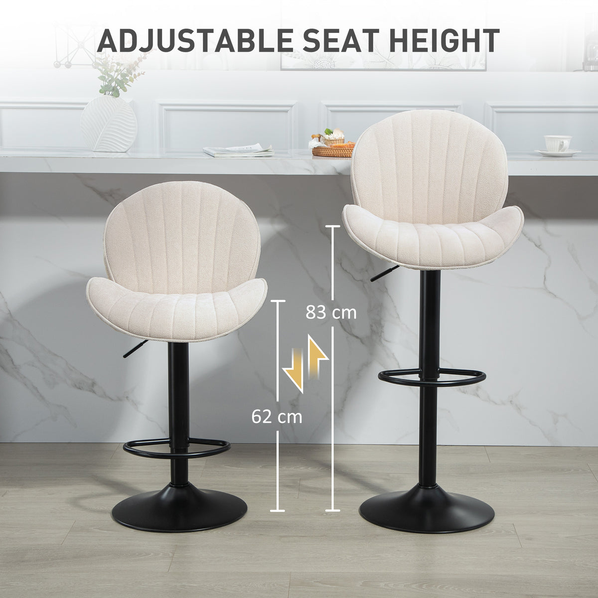 Bar Stools Set of 2, Swivel Barstools with Back, Adjustable Height and Footrest for Kitchen Island – view 4