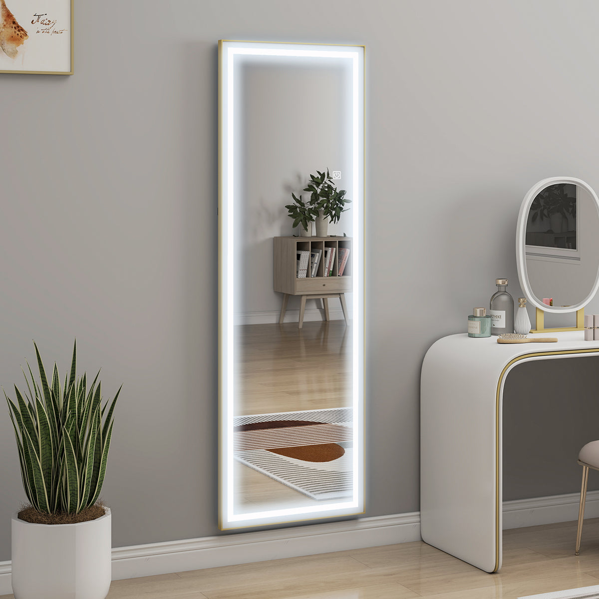 LED Mirror with Dimmable and 3 Colour Lights, 64" x 21" Rectangular Floor Mirror for Bedroom Living Room – view 7