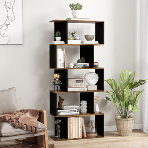 5-Tier Bookshelf, Geometric S Shaped Bookcase, Tall Narrow Display Shelf for for Living Room, Study Room – view 14