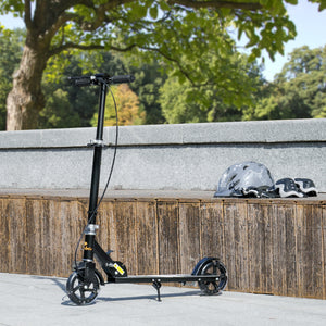 Qaba Scooter for Kids Ages 3-8 with Light Up Wheels, Adjustable Handlebar, Rear Brake & Handbrake for Girls and Boys