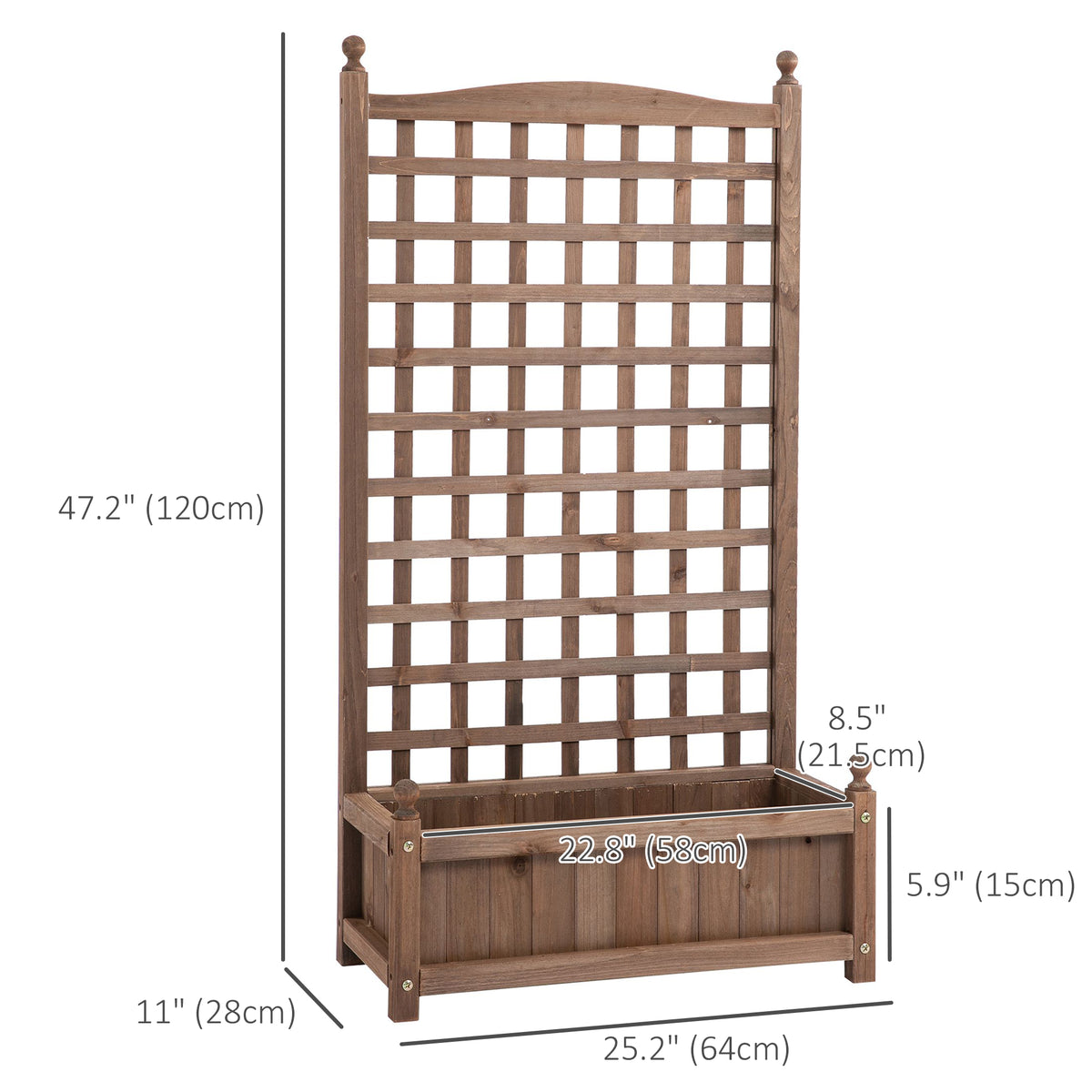 Raised Garden Bed with Trellis, Wood Planter Box for Garden, Free Standing Flower Bed – view 4