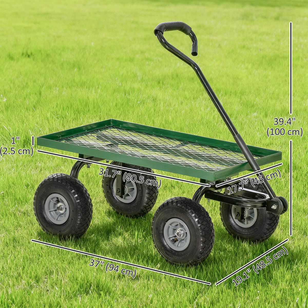 Heavy Duty Garden Wagon Cart with 10" Wheels, 330 lbs Capacity, for Garden, Beach, Lawn, Black – view 2