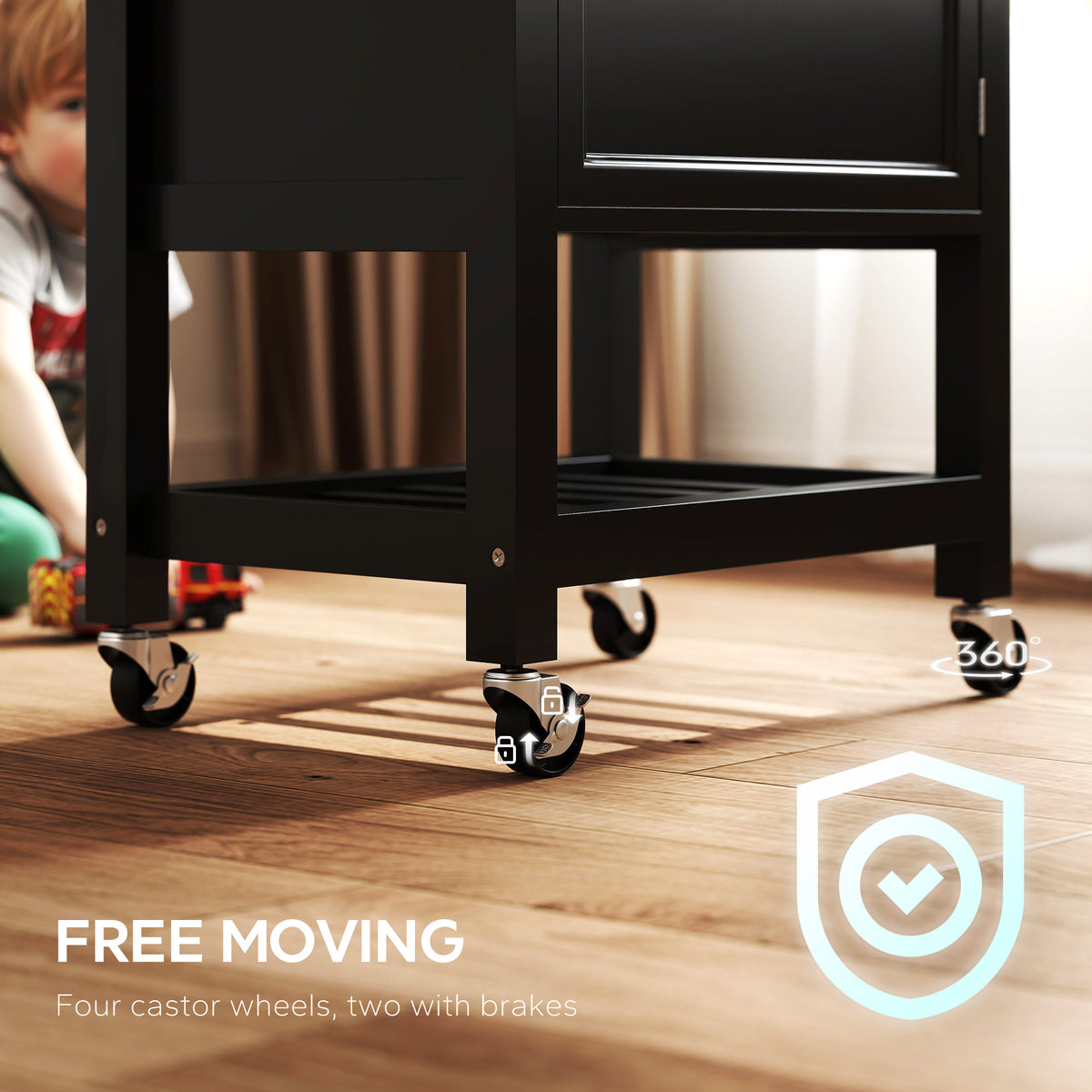Kitchen Cart on Wheels, Rolling Kitchen Island Cart with Wood Top, Towel Rack – view 11