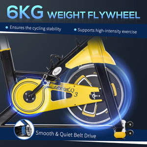Soozier Stationary Exercise Bike, Indoor Cardio Workout Cycling Bike with Belt Drive Adjustable Resistance, Seat, Handlebar w/ LCD Display for Home Gym
