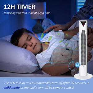Freestanding Tower Fan Cooling for Home Bedroom with 3 Speed, 12h Timer, Oscillating, LED Sensor Panel – view 12