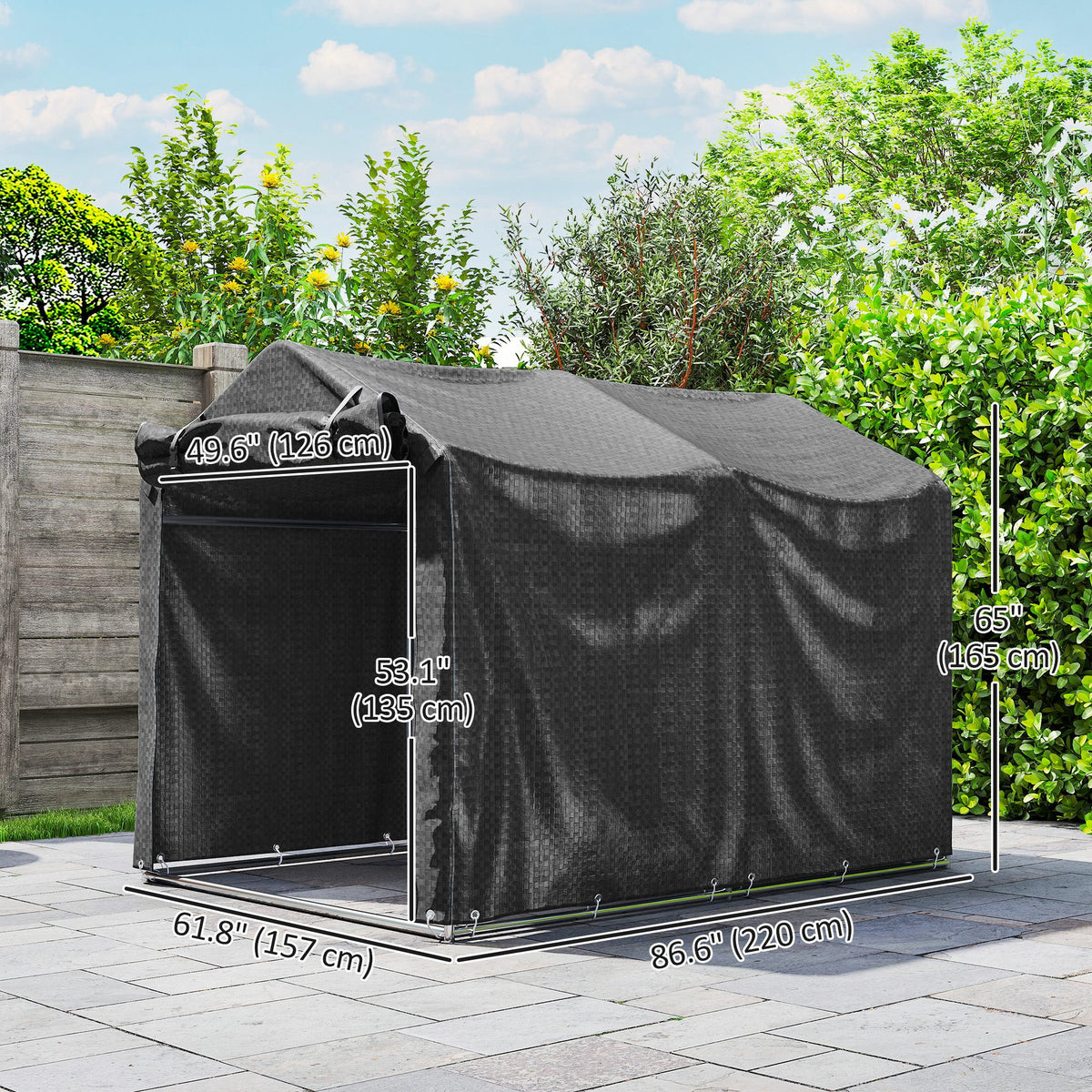 Outdoor Storage Shed, UV Resistant Bike Tent with Roll-up Zipper Door, Portable Shed for Bike, Motorcycle – view 2