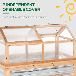 Raised Garden Flower Bed Kit with Greenhouse, Wooden Cold Frame Planter with Open Roofs, 48" x 24" x 32" – view 6
