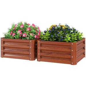 2' x 2' x 1' 2-Pieces Raised Garden Bed with Galvanised Steel Frame for Vegetables, Flowers, Herbs, Green – view 4