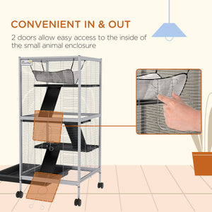 4-Tier Rolling Small Animal Cage, Deluxe Ferret Cage for Mink Chinchilla Kitten Rabbit