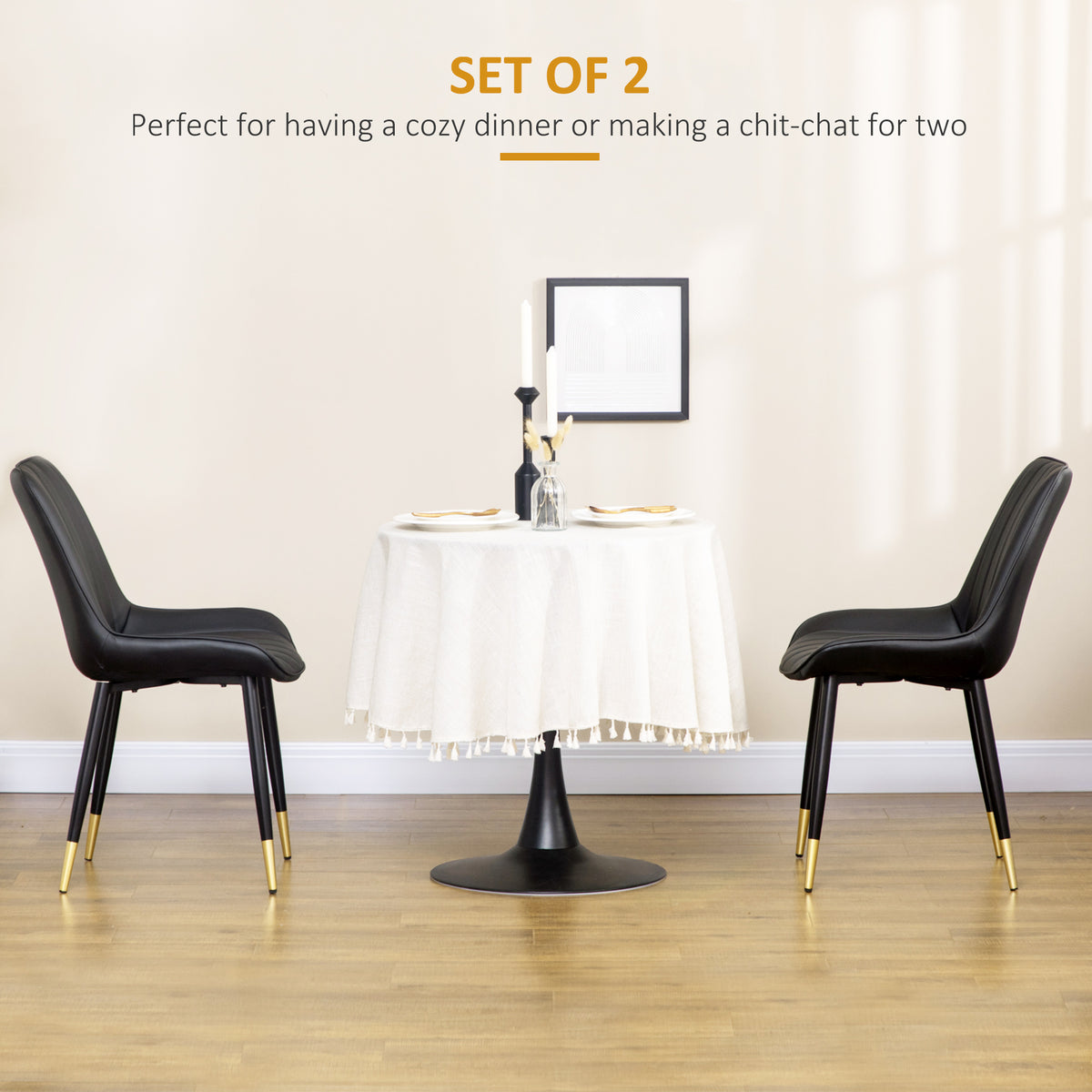 Dining Chairs Set of 2, Modern Kitchen Chair with PU Leather Upholstery and Steel Legs for Living Room – view 6
