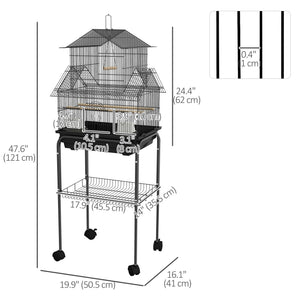 25" Bird Cage with Perch, Swing, Food Container, Slide-out Tray, Handle, Parrot Cage for Finches, Canaries, Budgies