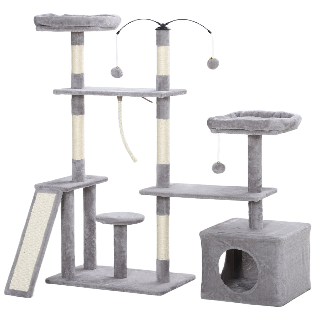 53" Cat Tree, Cat Tower with Scratching Posts, Cat Condo, Beds, Platforms, Toy Balls for Indoor Cats – view 8