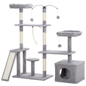 53" Cat Tree, Cat Tower with Scratching Posts, Cat Condo, Beds, Platforms, Toy Balls for Indoor Cats – view 8