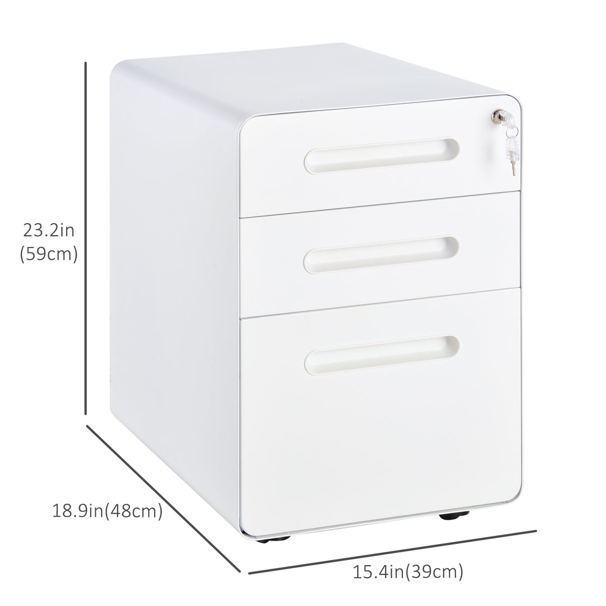 Lockable File Cabinet, Steel Filing Cabinet on Wheels for Legal, A4, Letter Size, Home Office