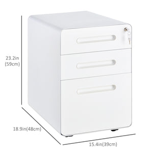 Lockable File Cabinet, Steel Filing Cabinet on Wheels for Legal, A4, Letter Size, Home Office