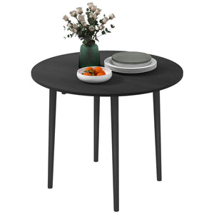 Folding Dining Table, Round Drop Leaf Kitchen Table for Small Spaces with Wood Legs, Oak – view 8