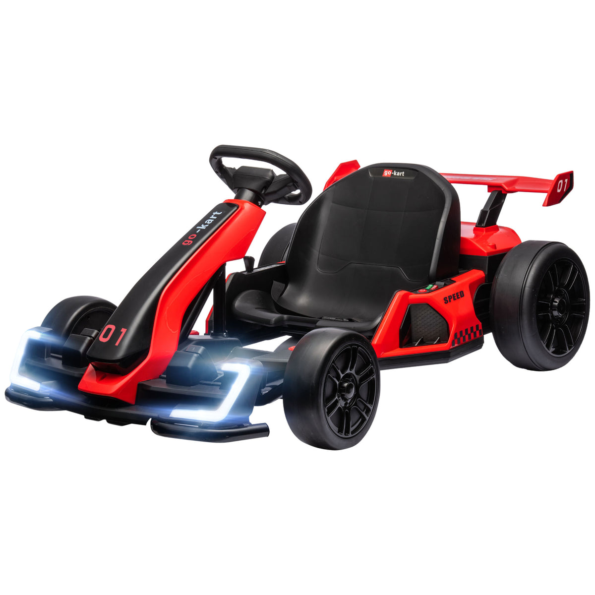 Aosom 24V Electric Go Kart, Battery Powered Kids Drift Kart with Adjustable Seat, Seat Belt, Horn, Music, Light