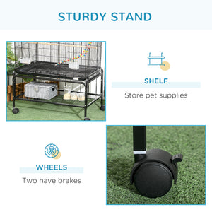 52" Bird Cage with Rolling Stand, Toys, for Budgies Canaries Black – view 6