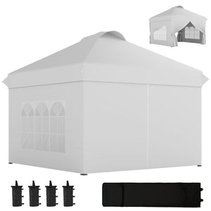 10' x 10' Pop Up Canopy Tent, Instant Sun Shelter, Tents for Parties, with Wheeled Carry Bag, White