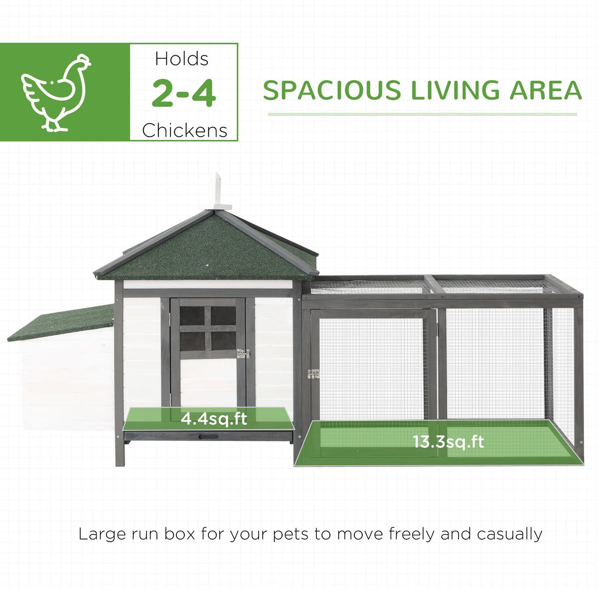 77" Chicken Coop Hen House Rabbit Hutch Poultry Cage Pen Outdoor Backyard with Nesting Box Run Natural – view 17