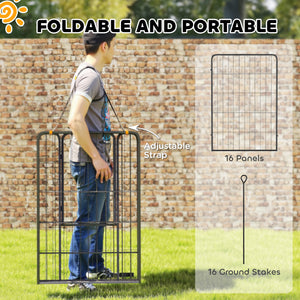16 Panels Dog Playpen with Straps, Portable & DIY, for Small Dogs, for Yard, RV, Camping, Garden, 24" Height