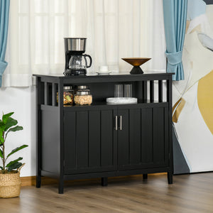 Sideboard Buffet Server Storage Cabinet Console Table with 2 Doors and Adjustable Shelves for Kitchen & Dining Room, Black