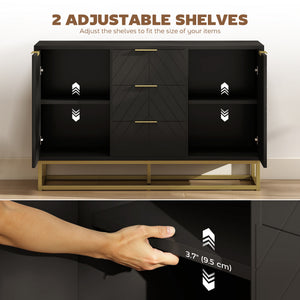 47" Storage Cabinet with Doors, Adjustable Shelves, 3 Drawers, Metal Legs for Kitchen Storage, Home Use – view 19