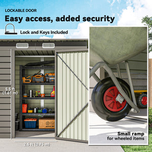 6 x 4FT Galvanized Garden Storage Shed, Metal Outdoor Shed with Double Doors and 2 Vents, Grey – view 12