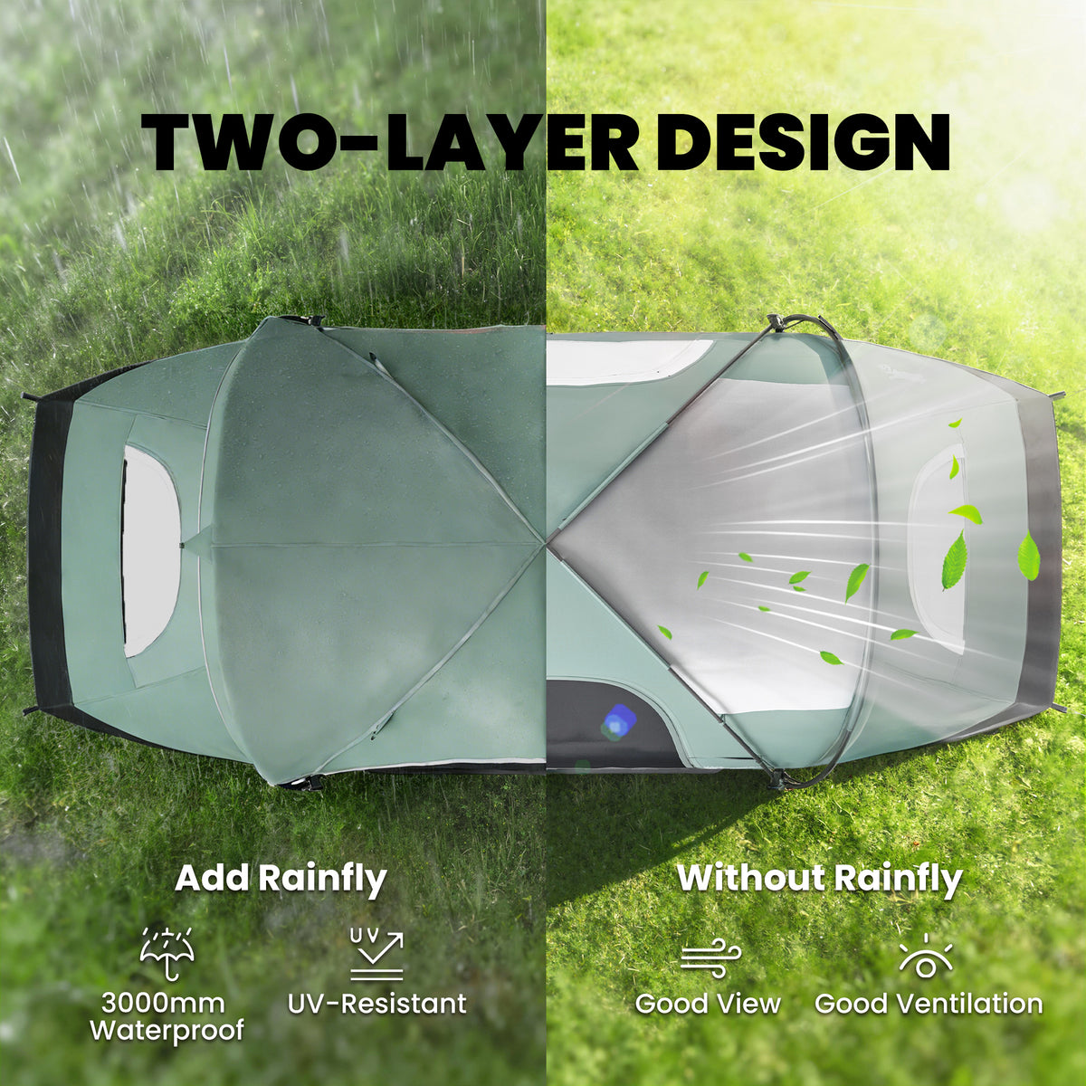 5 Person Family Tent, Outdoor Camping Tent with Lighting Hook, Carrying Bag for Camping – view 3